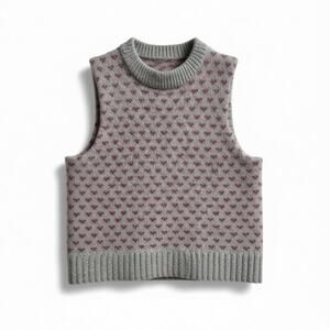 Vintage Eddie Bauer Prep Revival Wool-Feel Sweater Vest Heart Pattern Sz M women